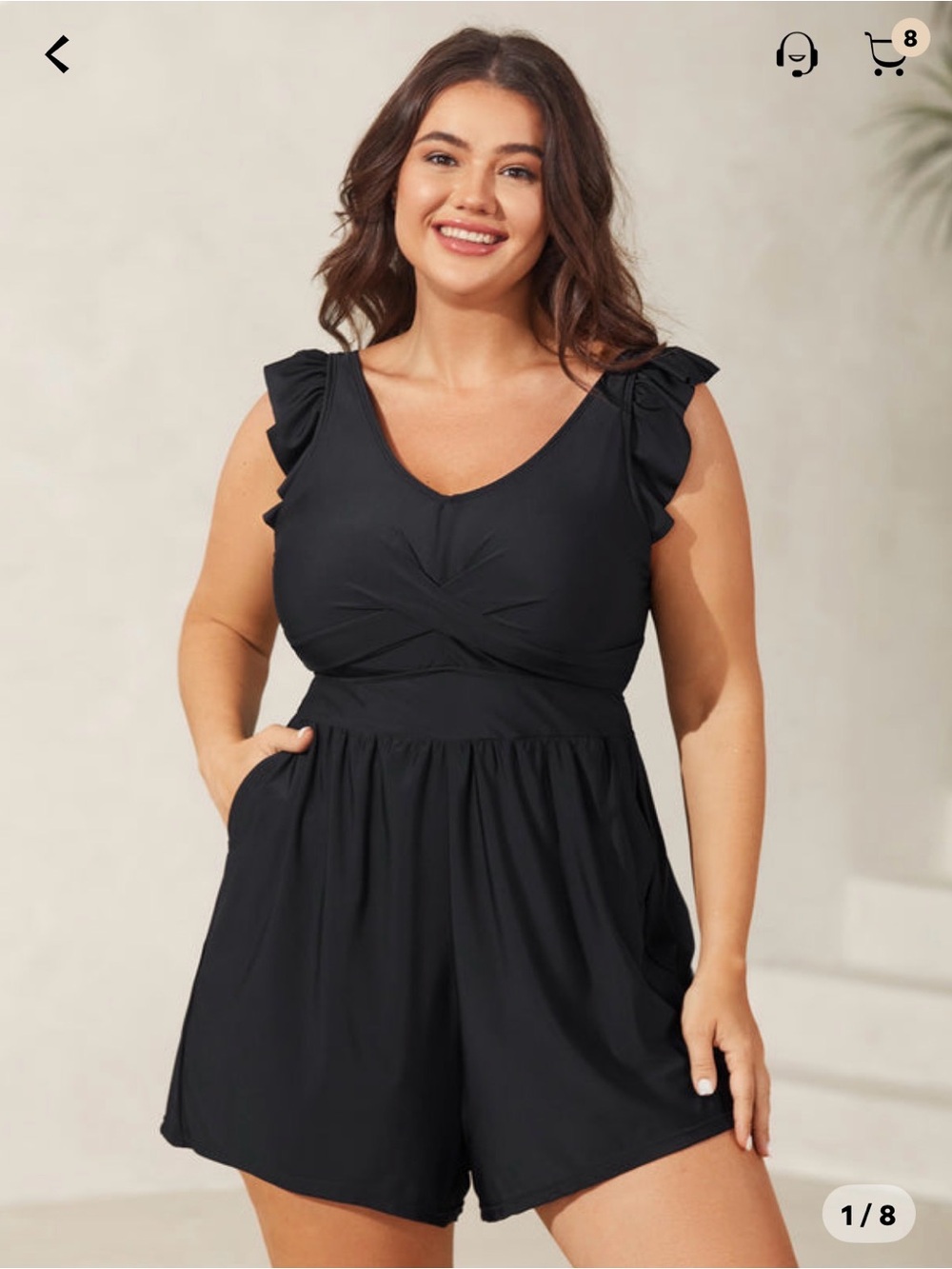 BloomChic Black Twist Front Ruffled One Piece Swimsuit